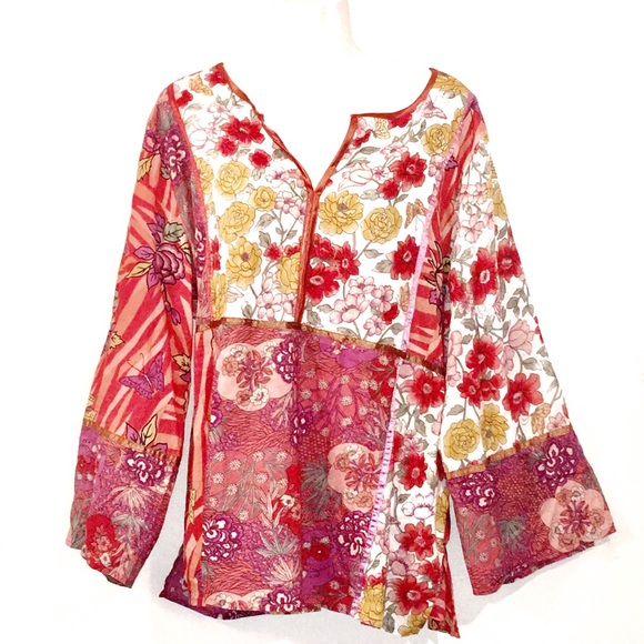 Roaman's Tops - New Roaman’s Plus 1X Floral Butterfly Garden Tunic